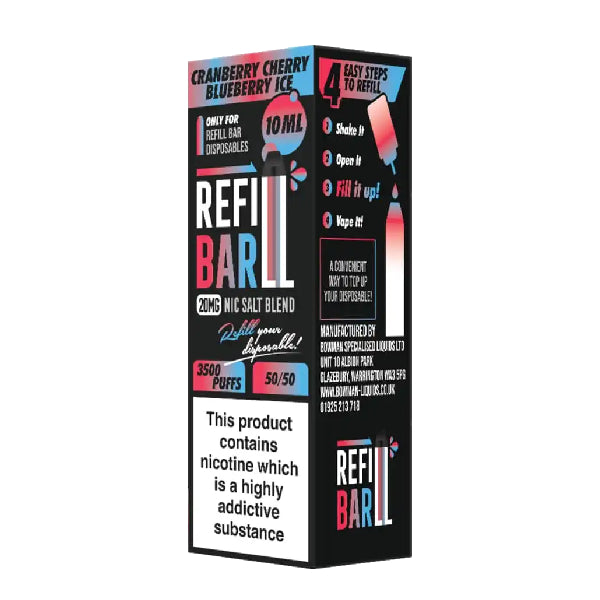 refill bar nic salt 10ml Cranberry Cherry Blueberry Ice 10mg