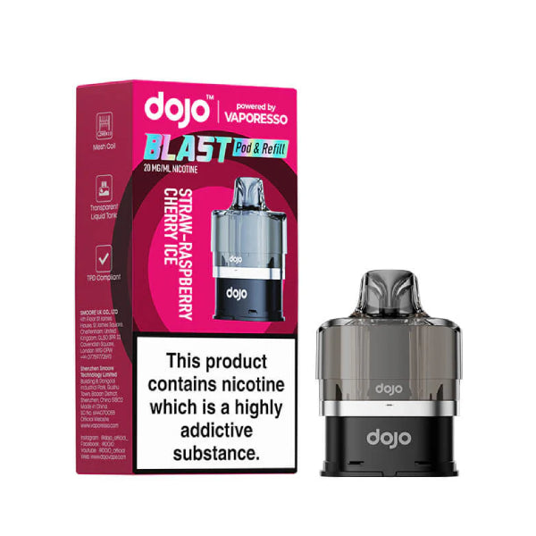 Vaporesso DOJO Blast 6000 -  Pod & Refill - Straw-Raspberry Cherry Ice - 20mg